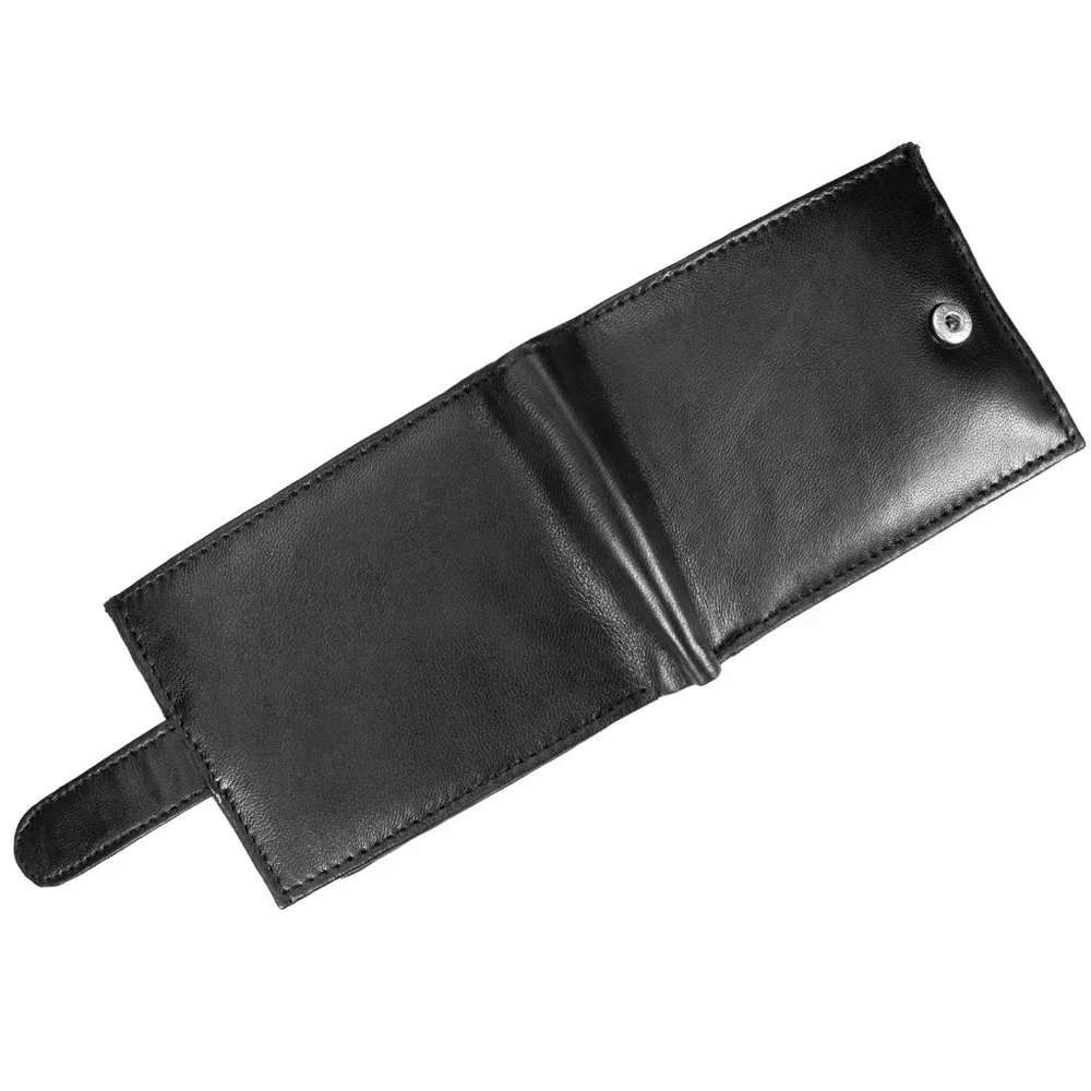 Men Wallet, Lambskin Leather Bifold Black Wallet